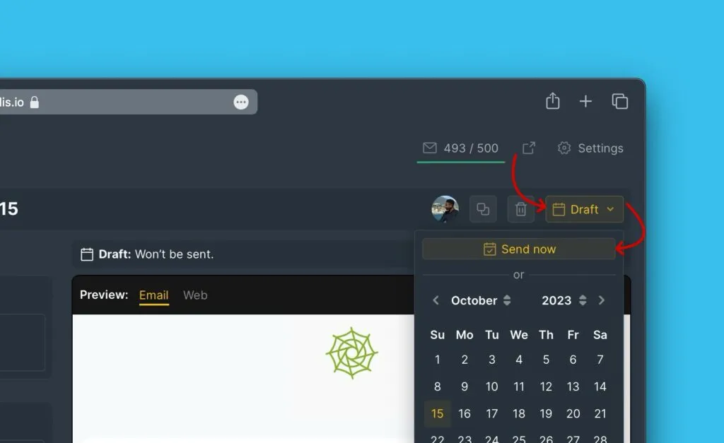 Кнопка немедленной отправки
