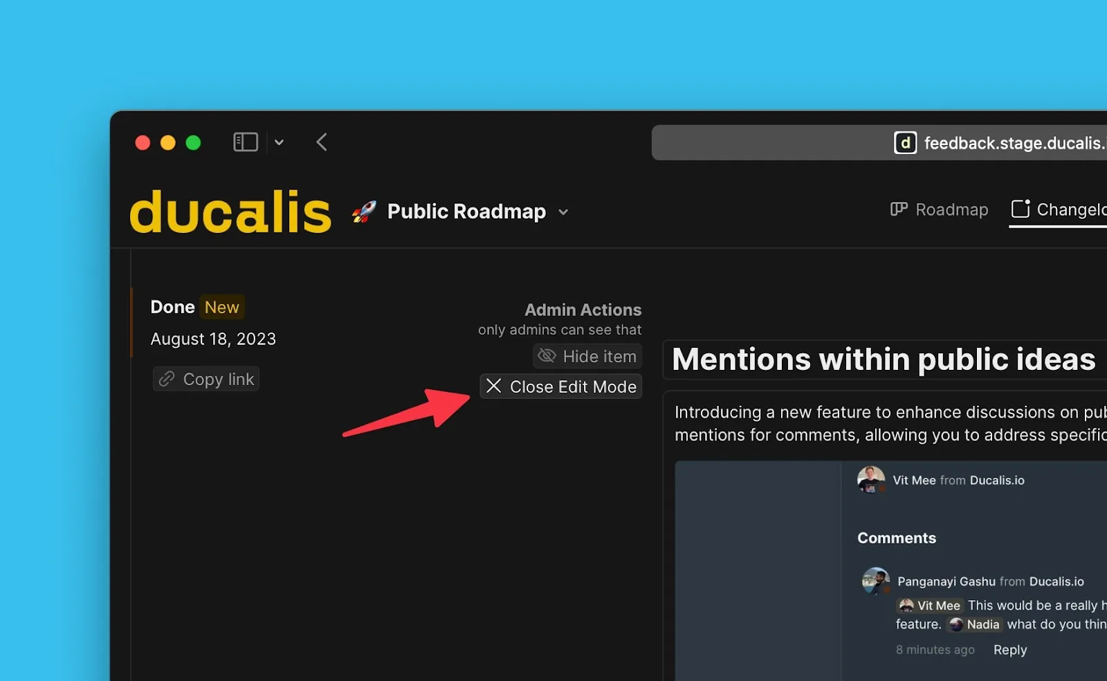 Закрыть режим редактирования