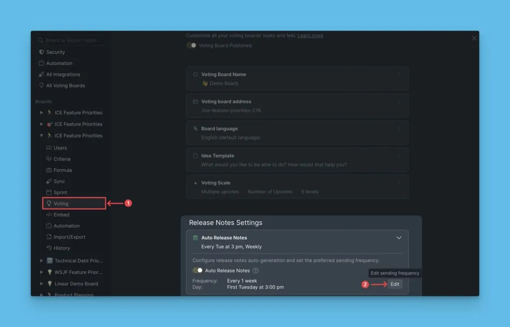 Панель настроек частоты