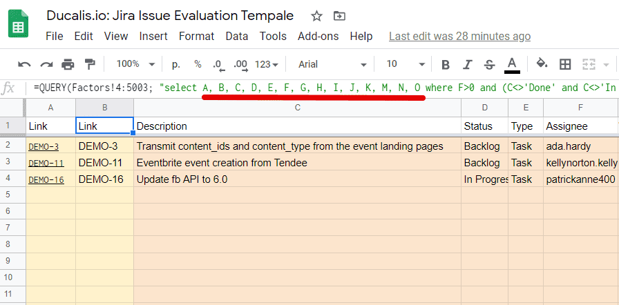 Формула для обновления при изменении критериев