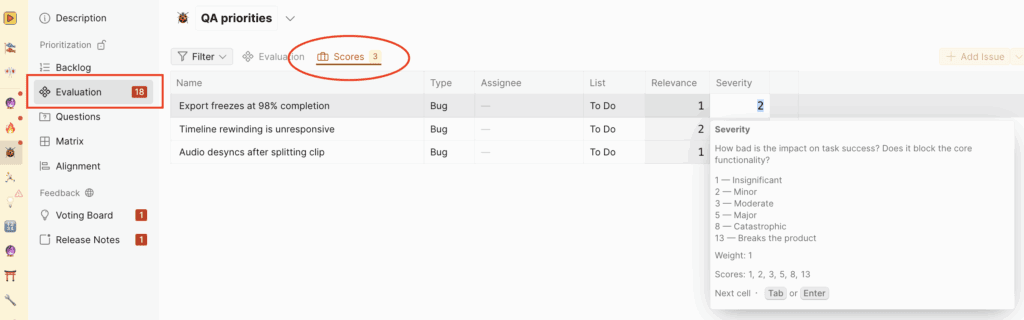 Вкладка «Оценки» с оценёнными задачами