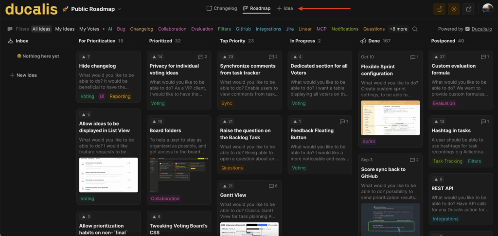 Кнопка создания Идеи
