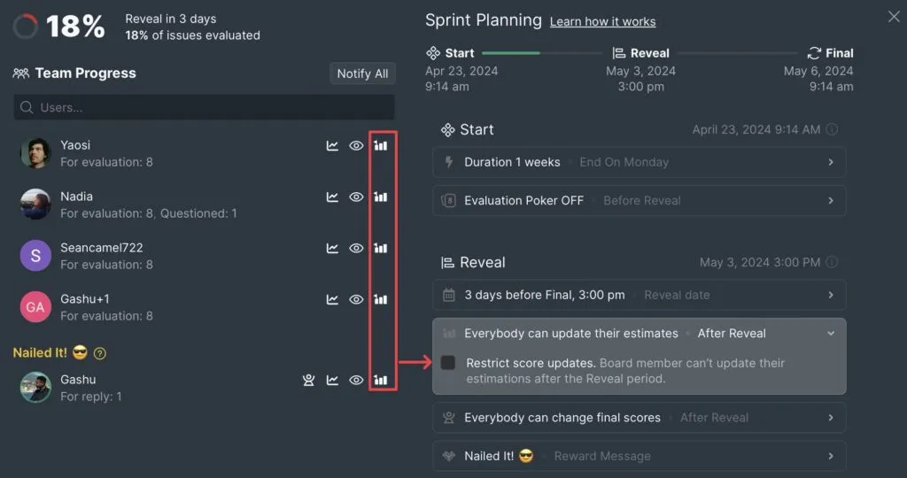 Настройки, разрешающие редактирование оценок после Раскрытия