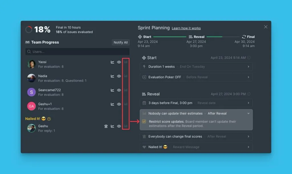 Настройки, запрещающие редактирование оценок после Раскрытия