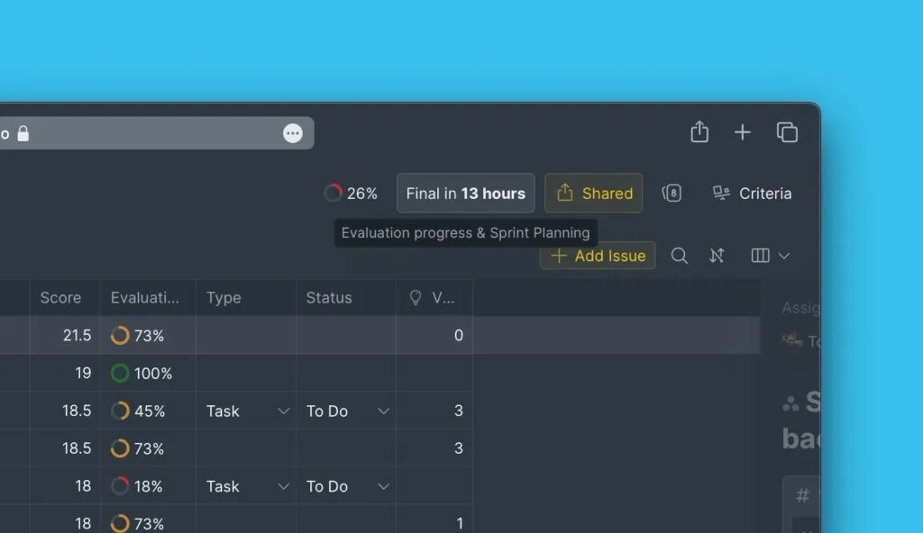 Расположение настроек спринта