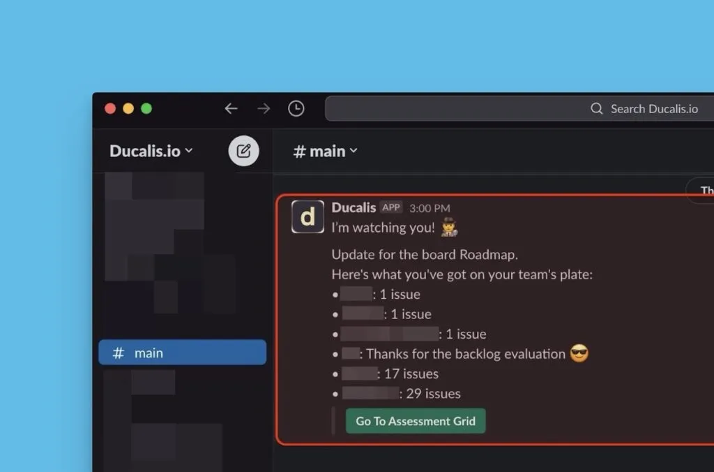Пример напоминания о необходимости оценки в Slack