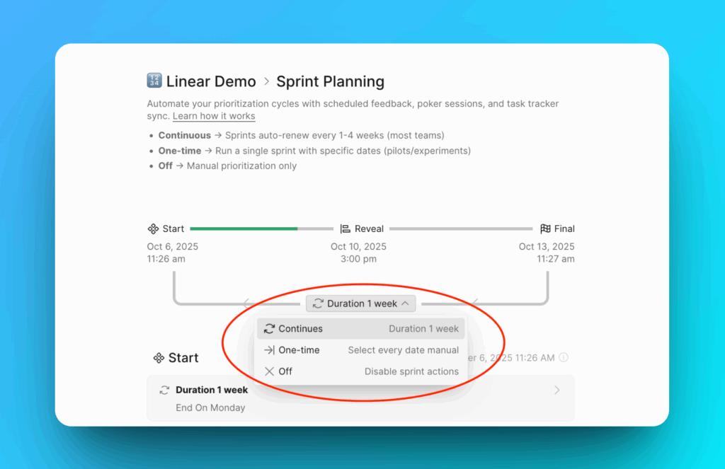 Варианты режимов спринта
