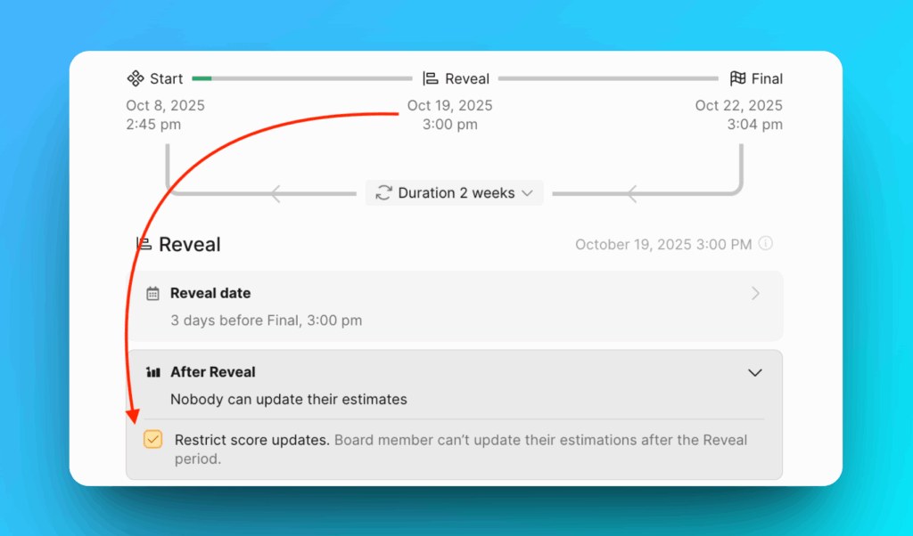 Ограничение редактирования оценок после Reveal для спринта One-time
