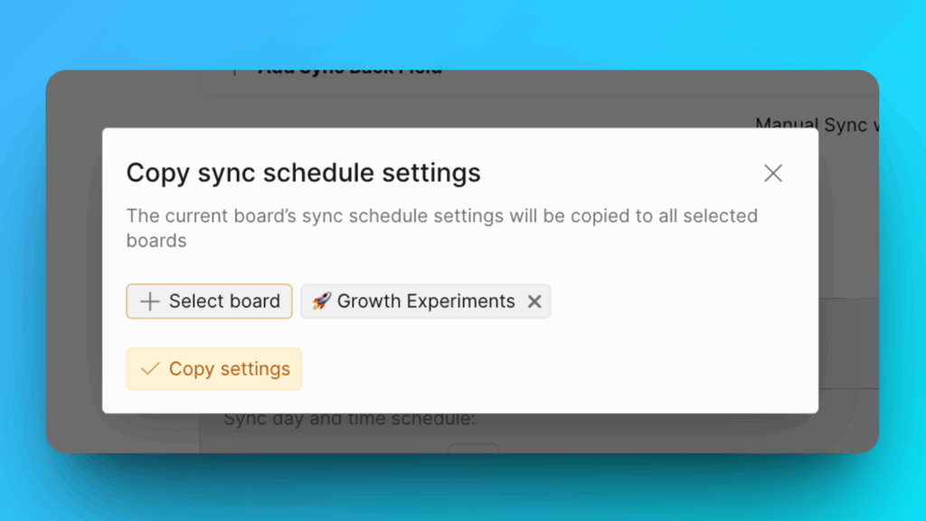 Подтверждение Copy Settings