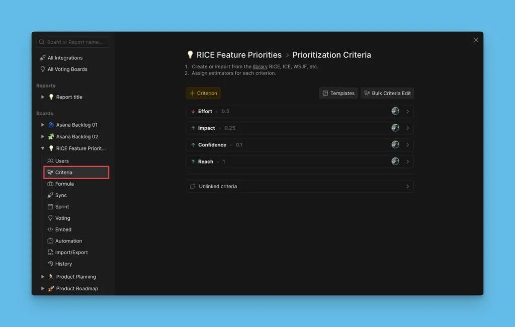 Предустановленный фреймворк приоритизации