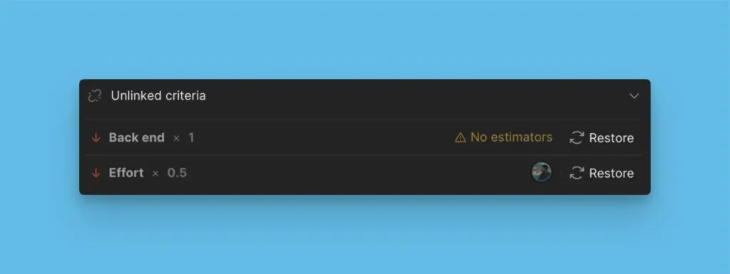 Раздел отвязанных критериев