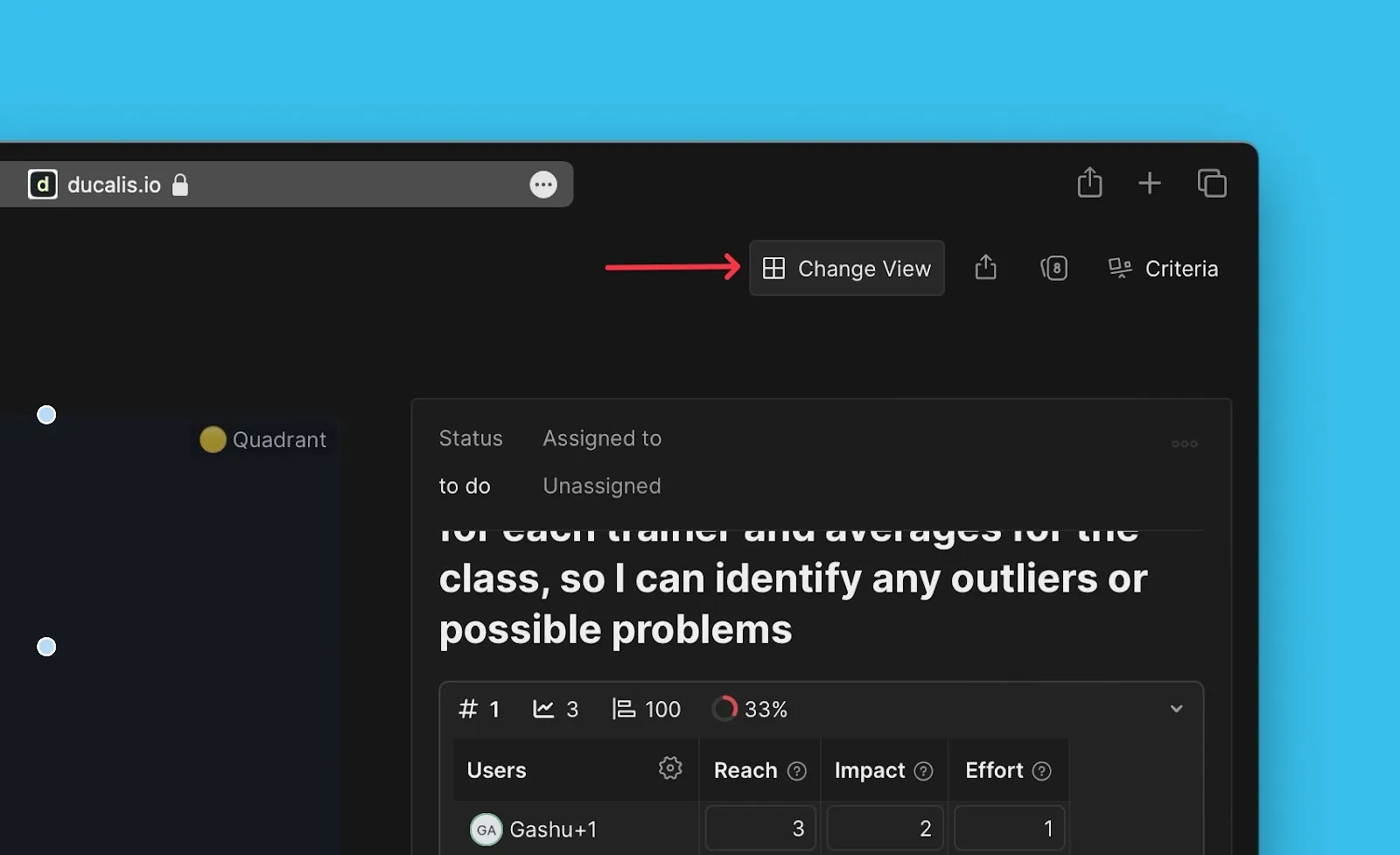 Кнопка Изменить представление