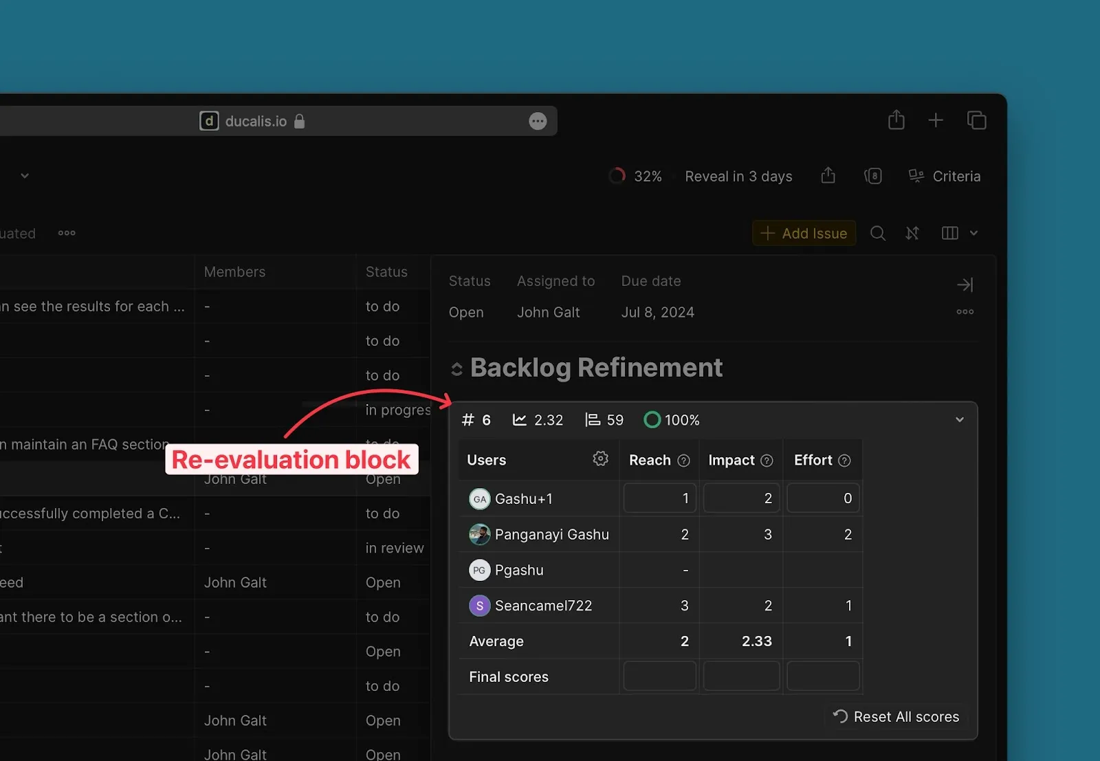 Блок переоценки с детализированными баллами