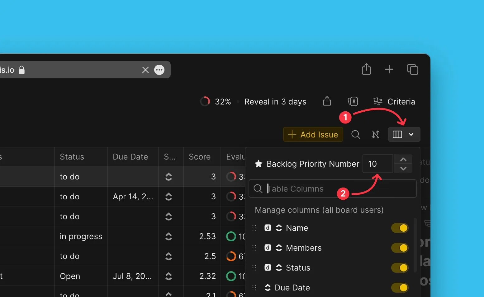 Настройка количества главных приоритетов