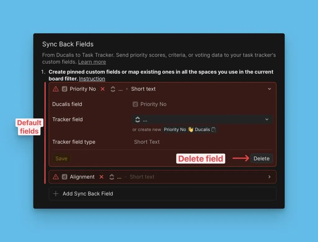Список полей по умолчанию