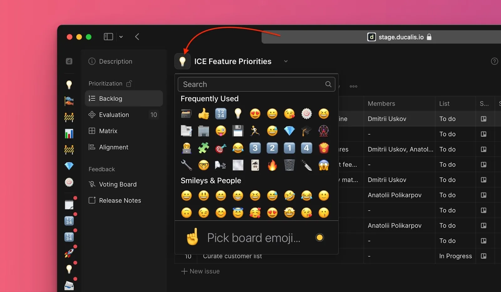 Эмодзи ID доски в названии кастомного поля