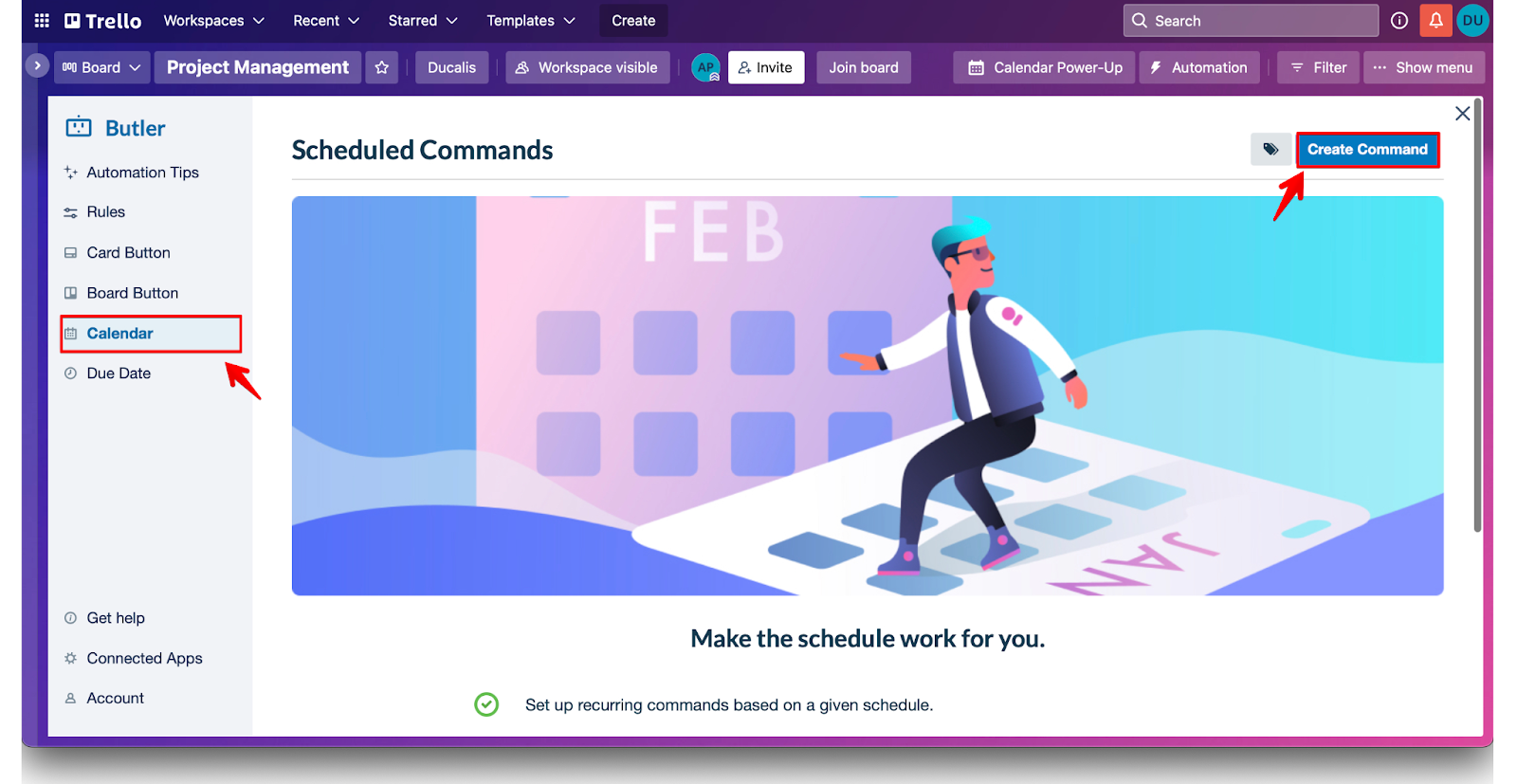Создание команды календаря