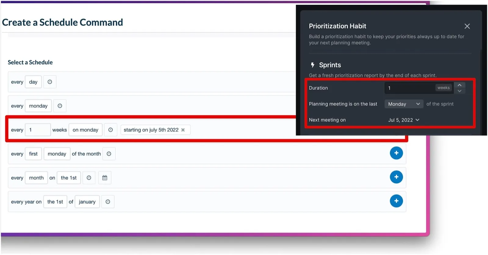 Вариант еженедельного расписания