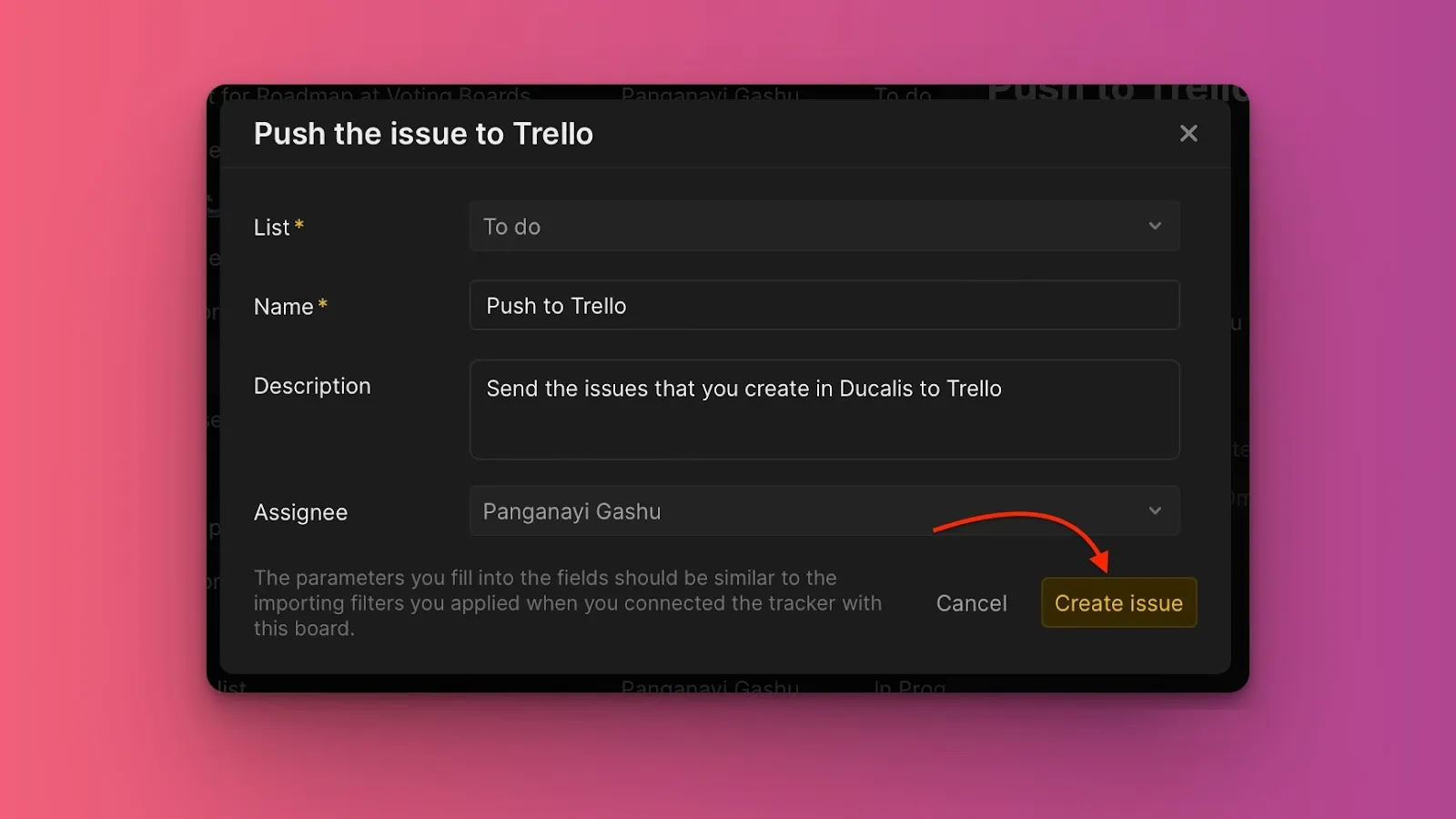 Подтверждение отправки Задачи в Trello