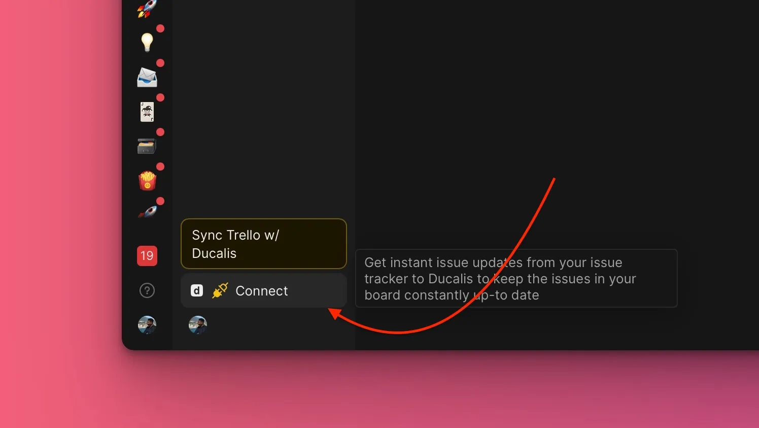 Кнопка Connect для доступа к настройкам Sync
