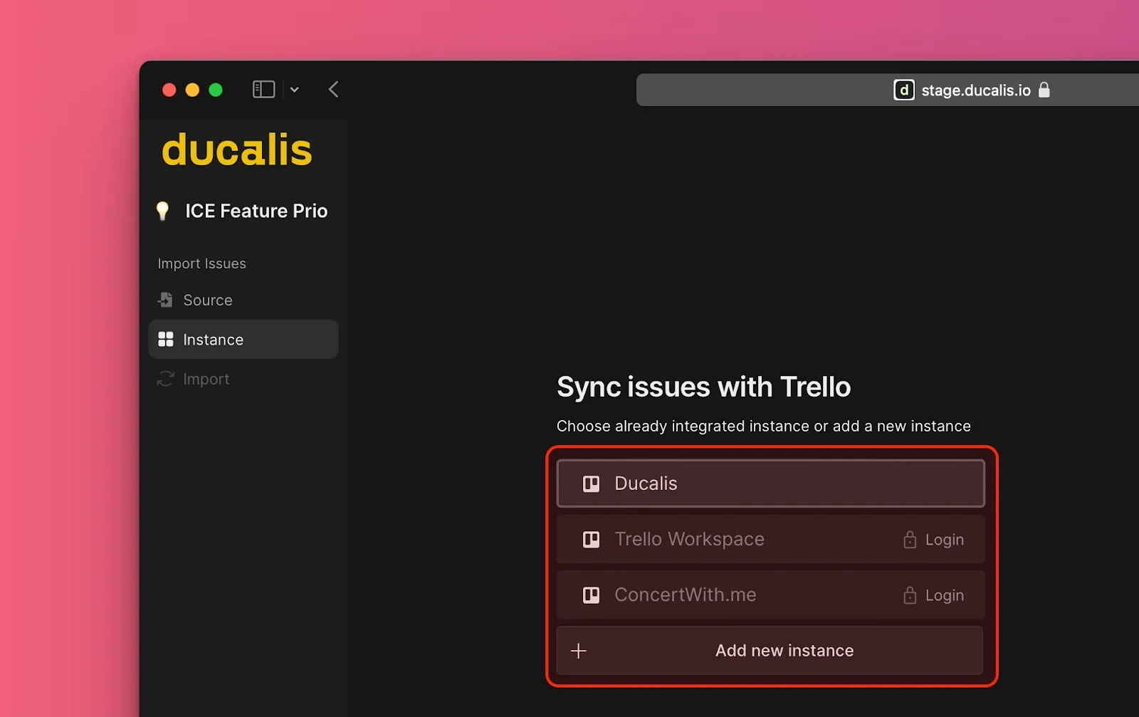 Выбор рабочего пространства Trello