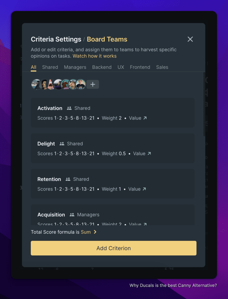 Настройка кастомного фреймворка приоритизации с несколькими критериями