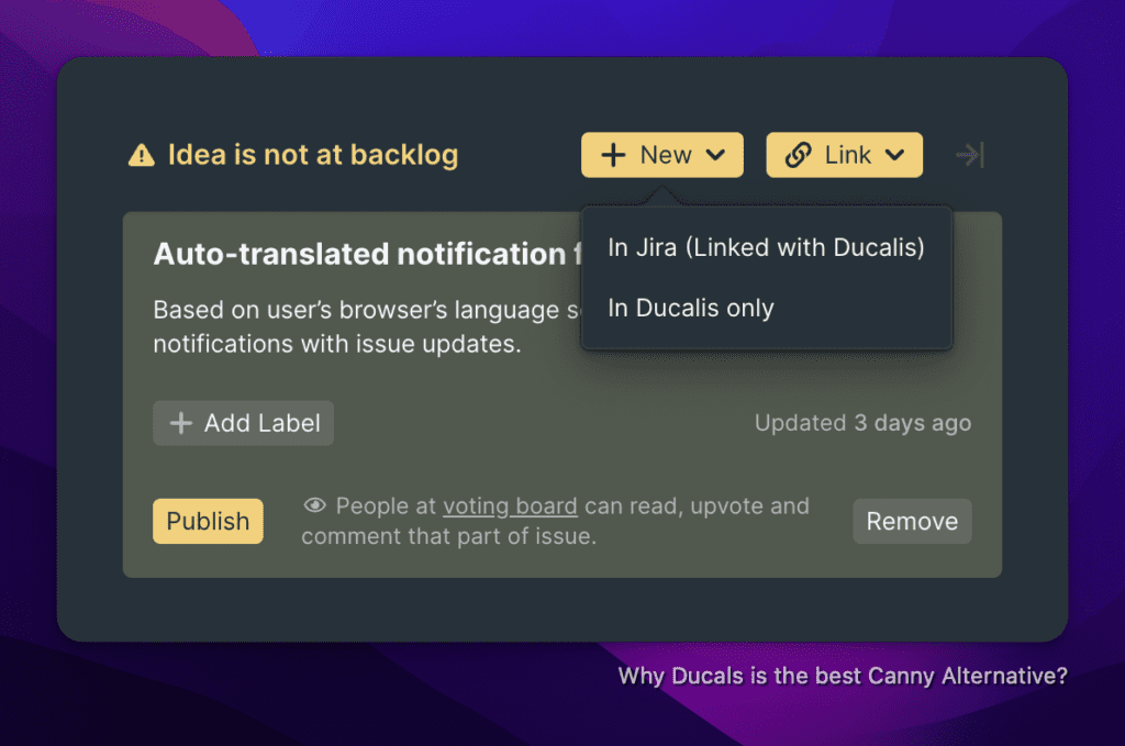 Интерфейс продукта, показывающий интеграцию с таск-трекером