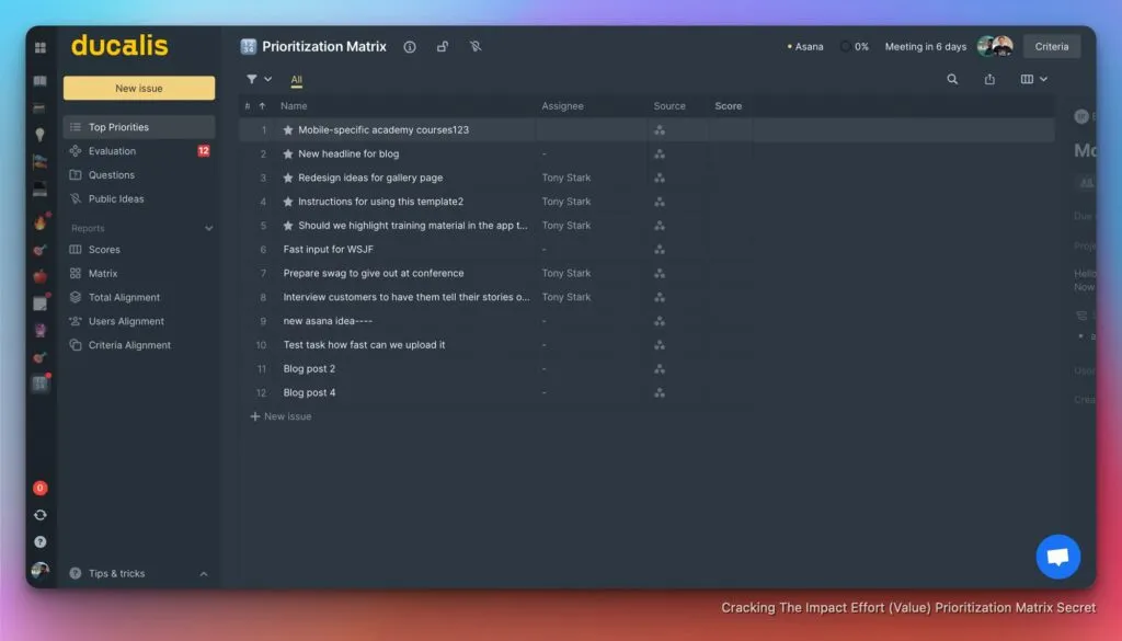 Вид списка задач с импортированными задачами, готовыми к оценке