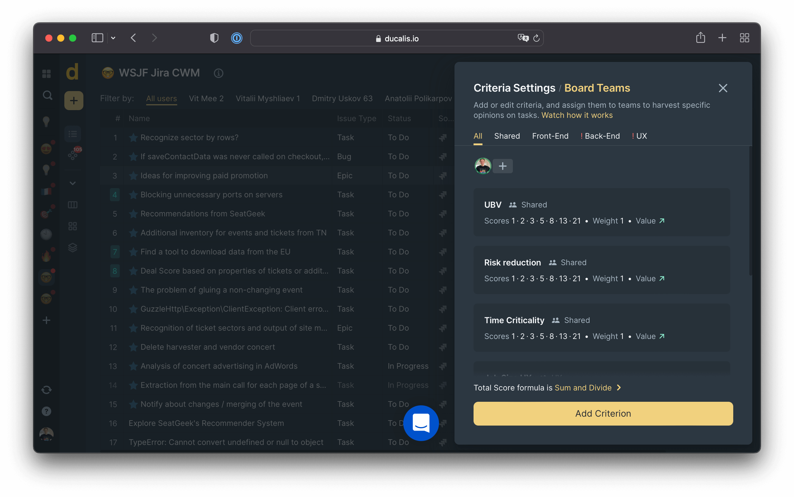 Объединение нескольких Критериев во фреймворк приоритизации