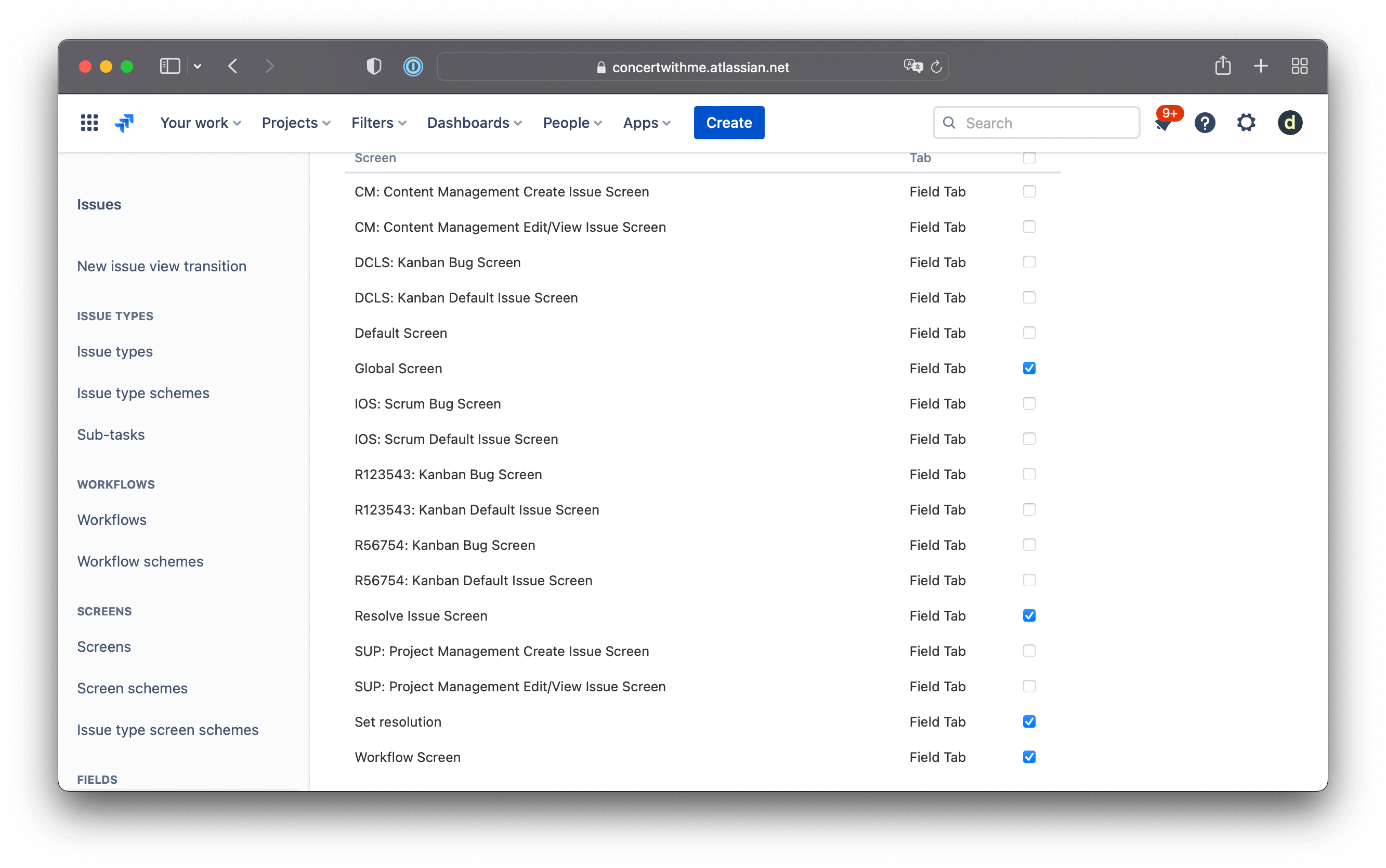 Конфигурация экранов Jira