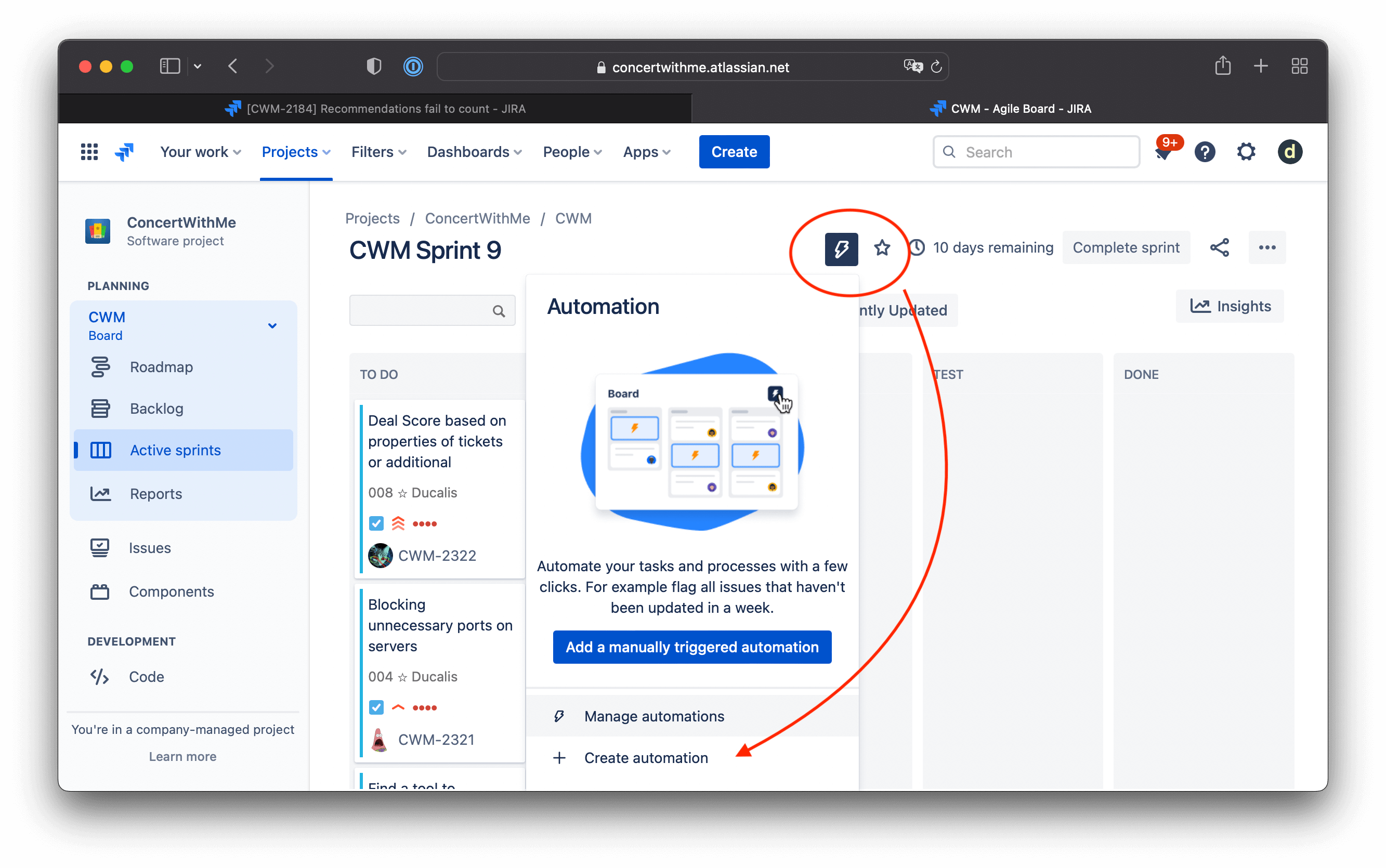 Включение Jira Automation