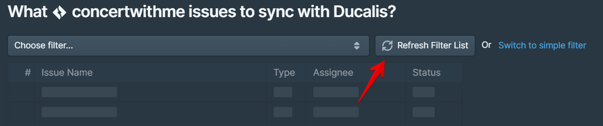 Обновить список фильтров