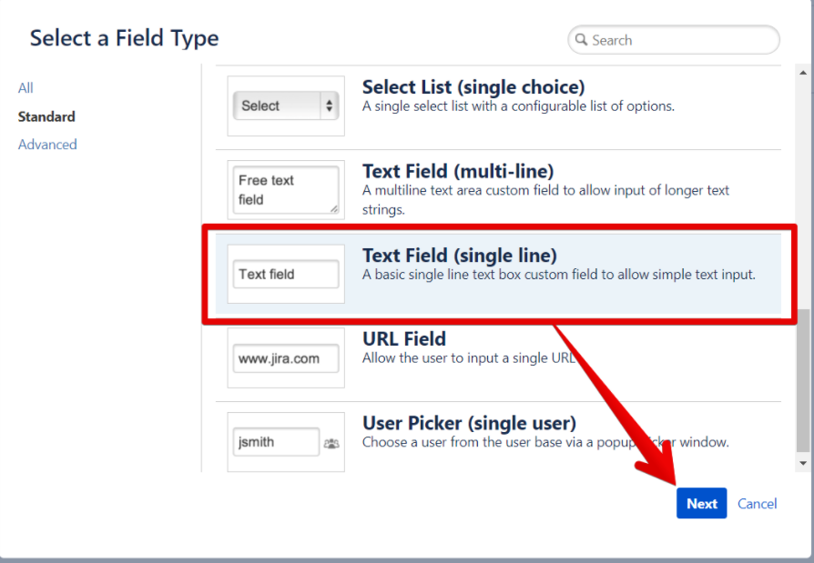 Выбрать текстовое поле