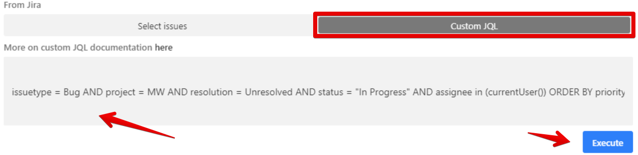 Вкладка Custom JQL