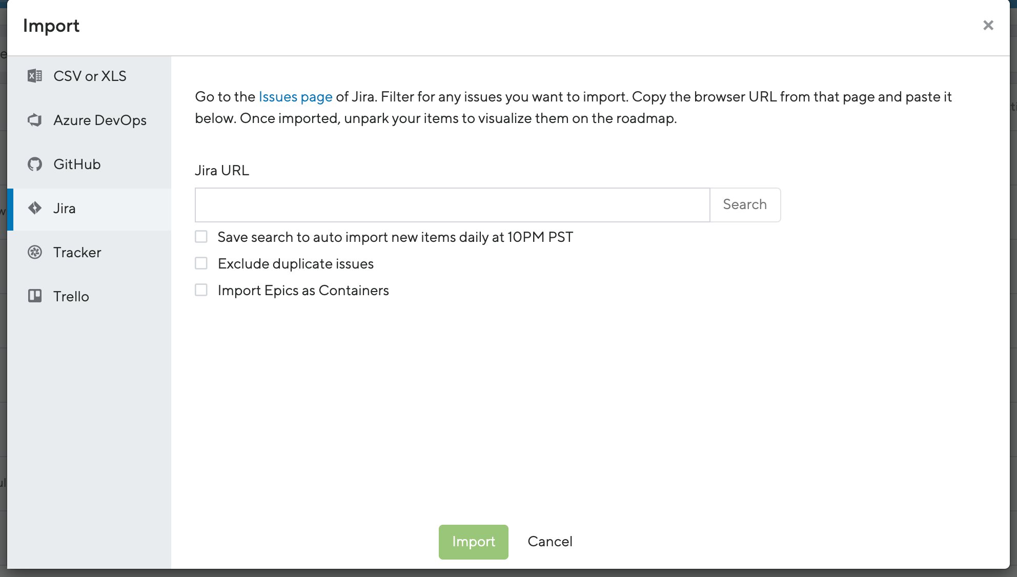 Импорт из временной шкалы