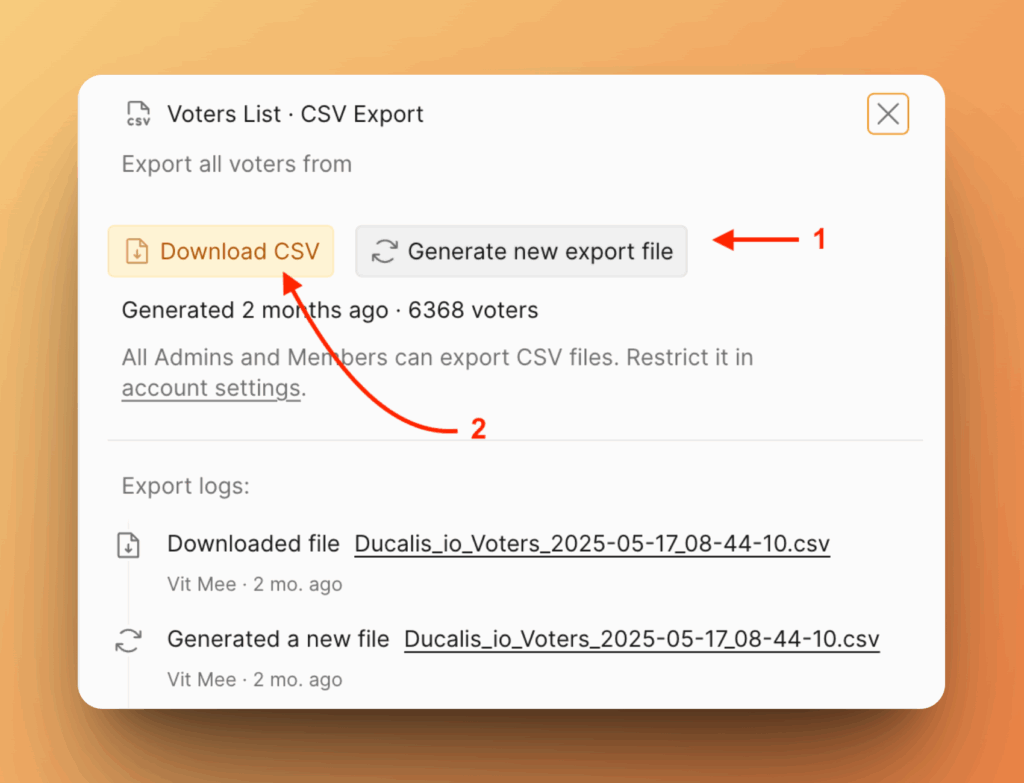 Скачивание созданного CSV-файла