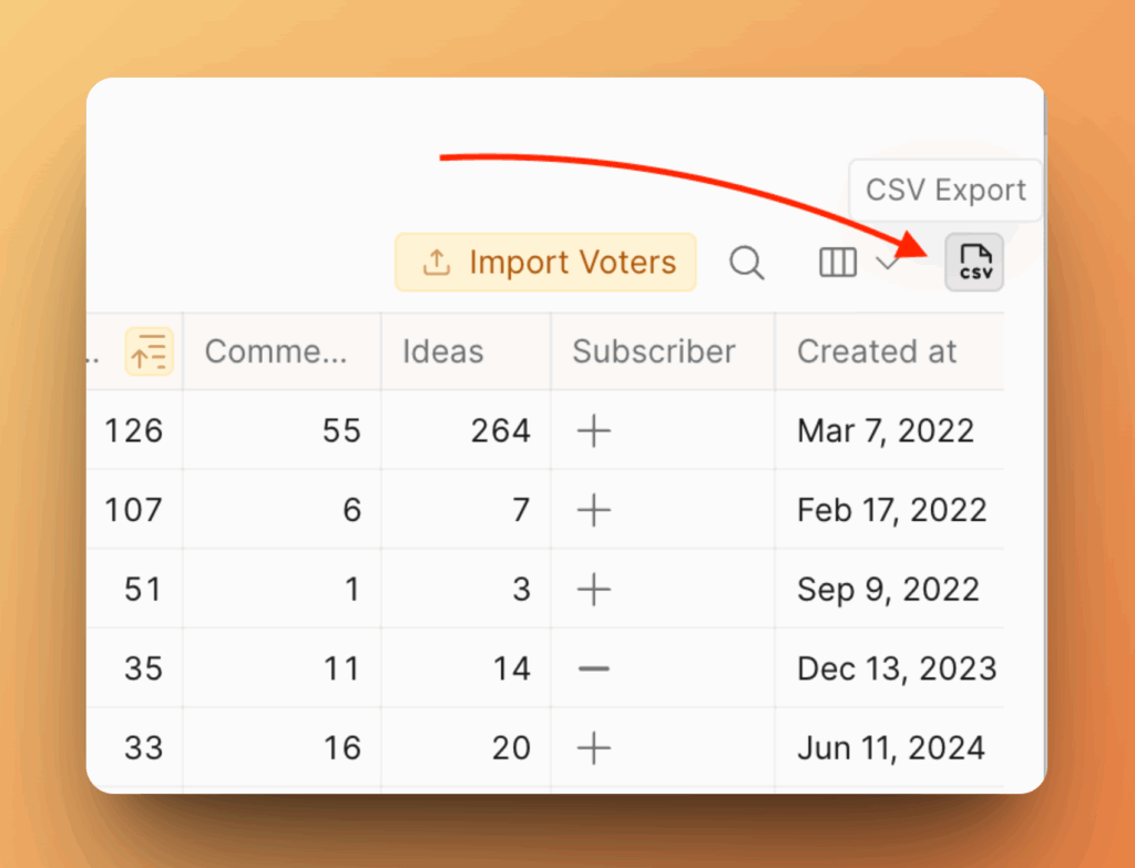 Расположение кнопки экспорта в CSV