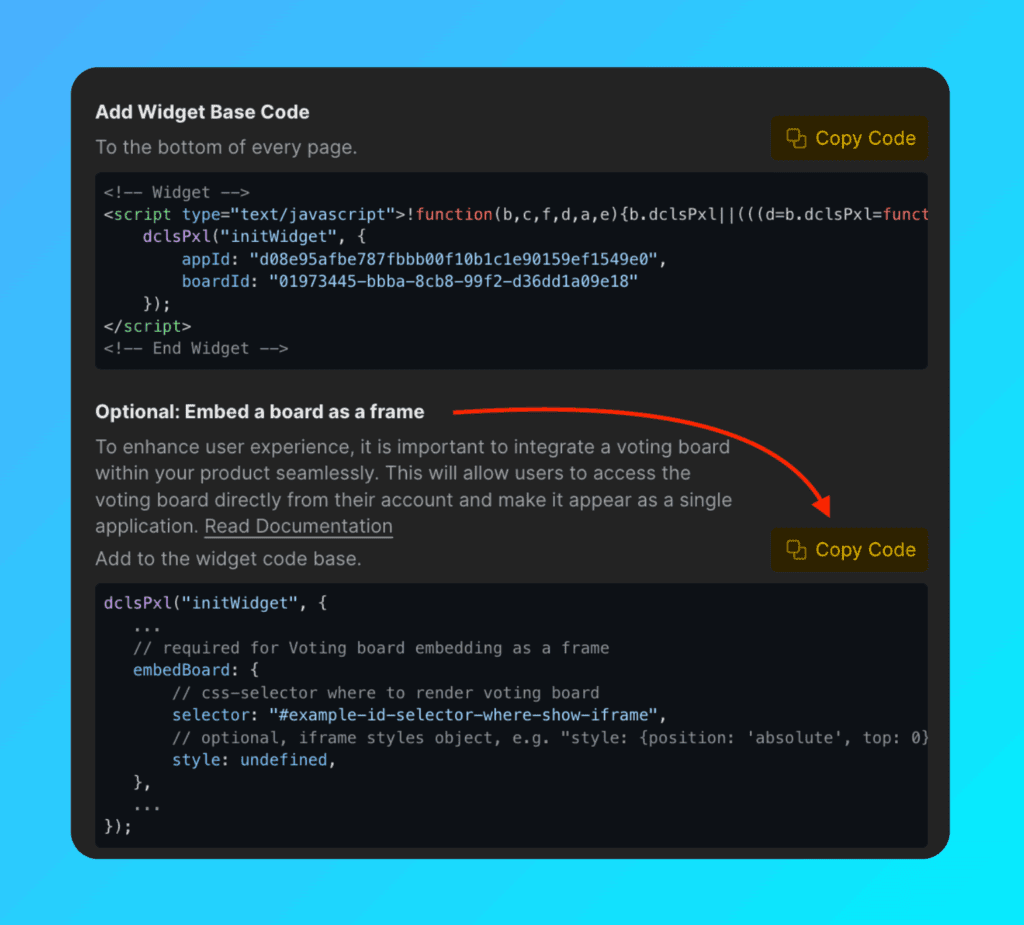Пример кода embedBoard