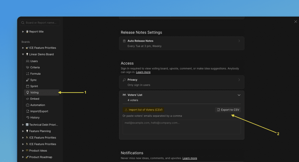 Список подписчиков Доски идей