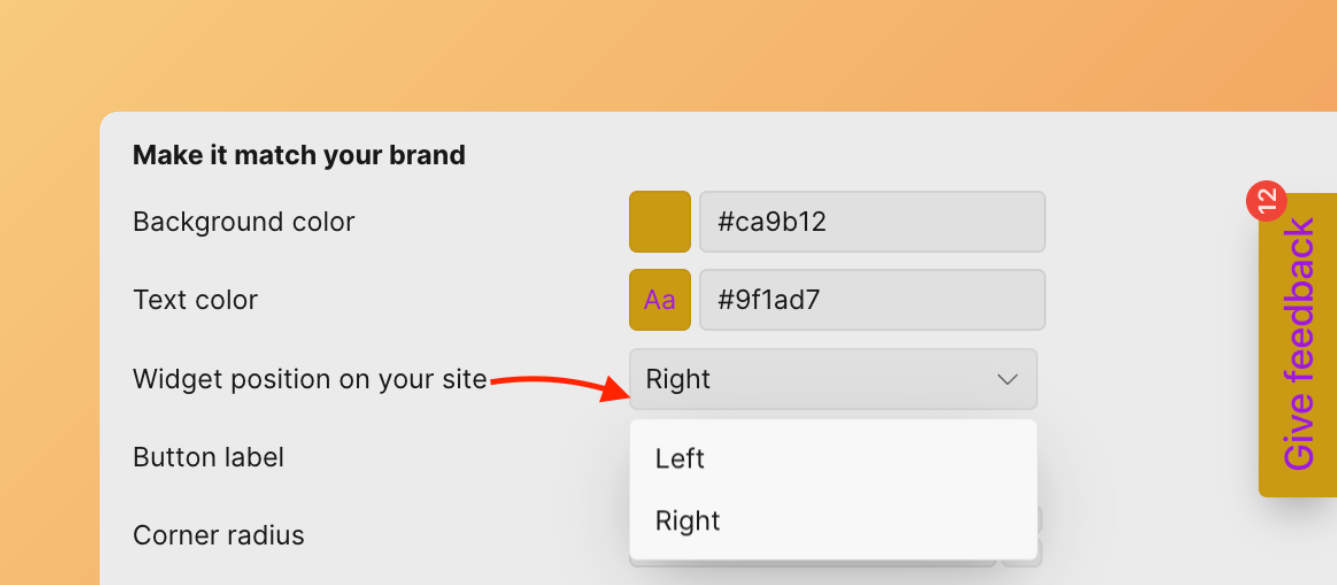 Настройка расположения виджета на сайте — слева или справа
