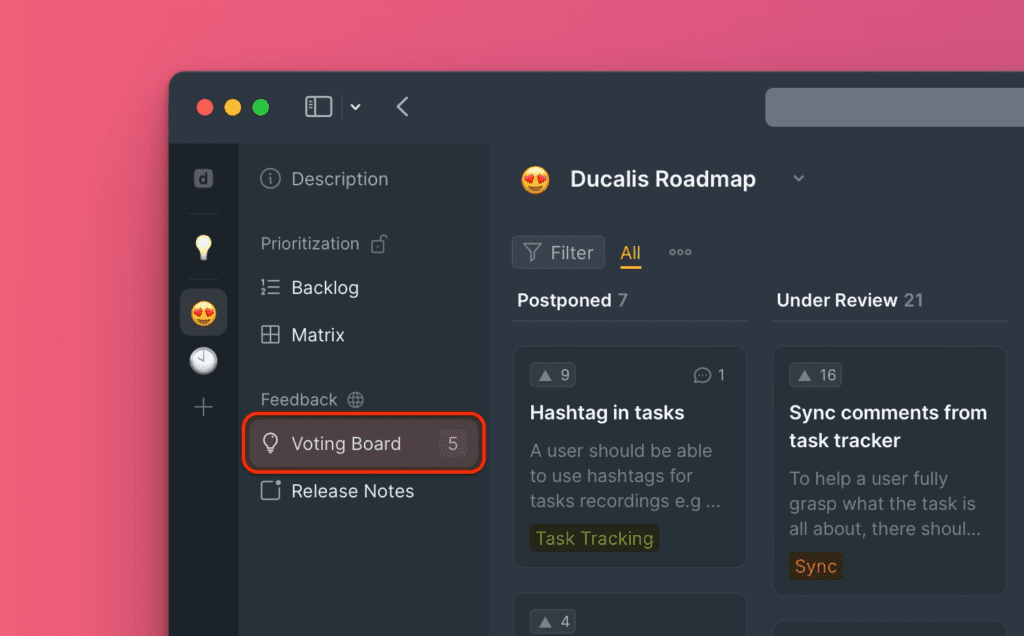 Раздел Доски идей в навигации