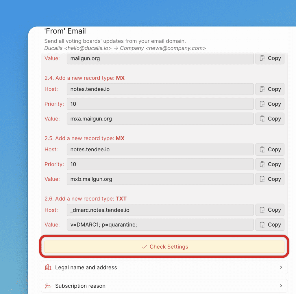 Кнопка Проверить настройки