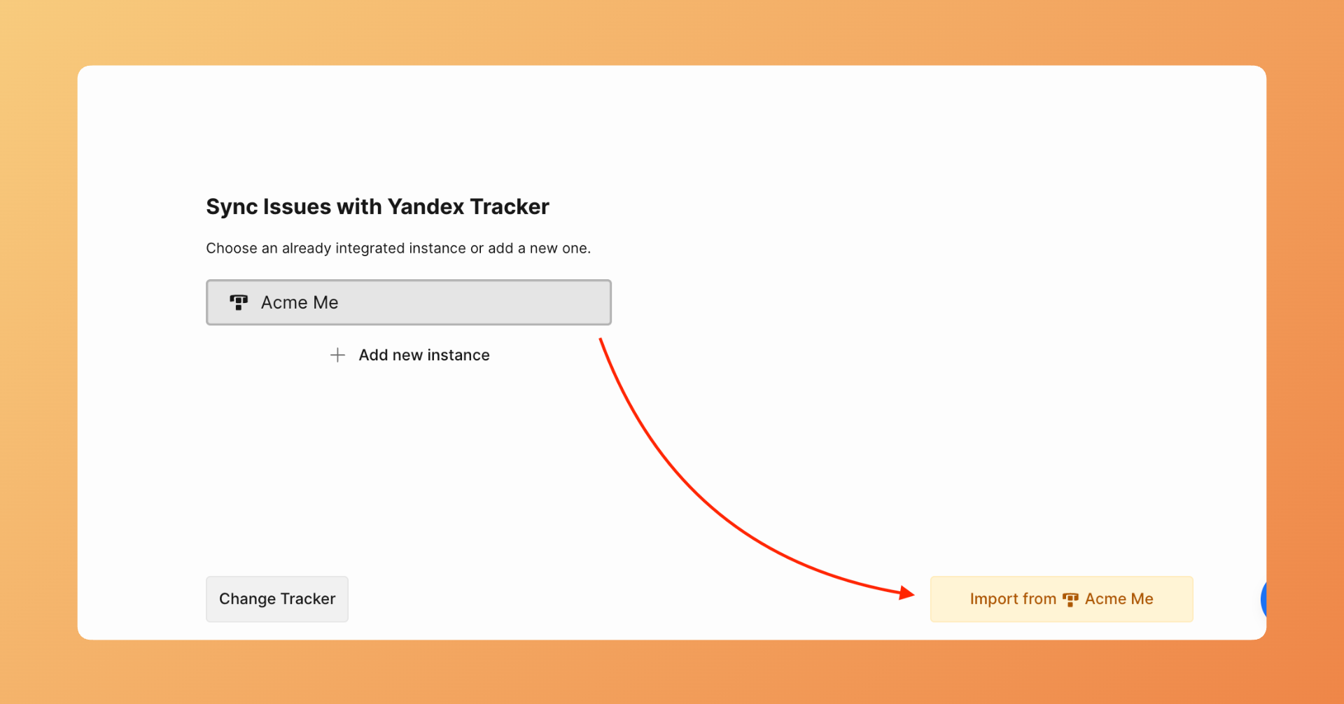 Нажмите импортировать из вашего инстанса