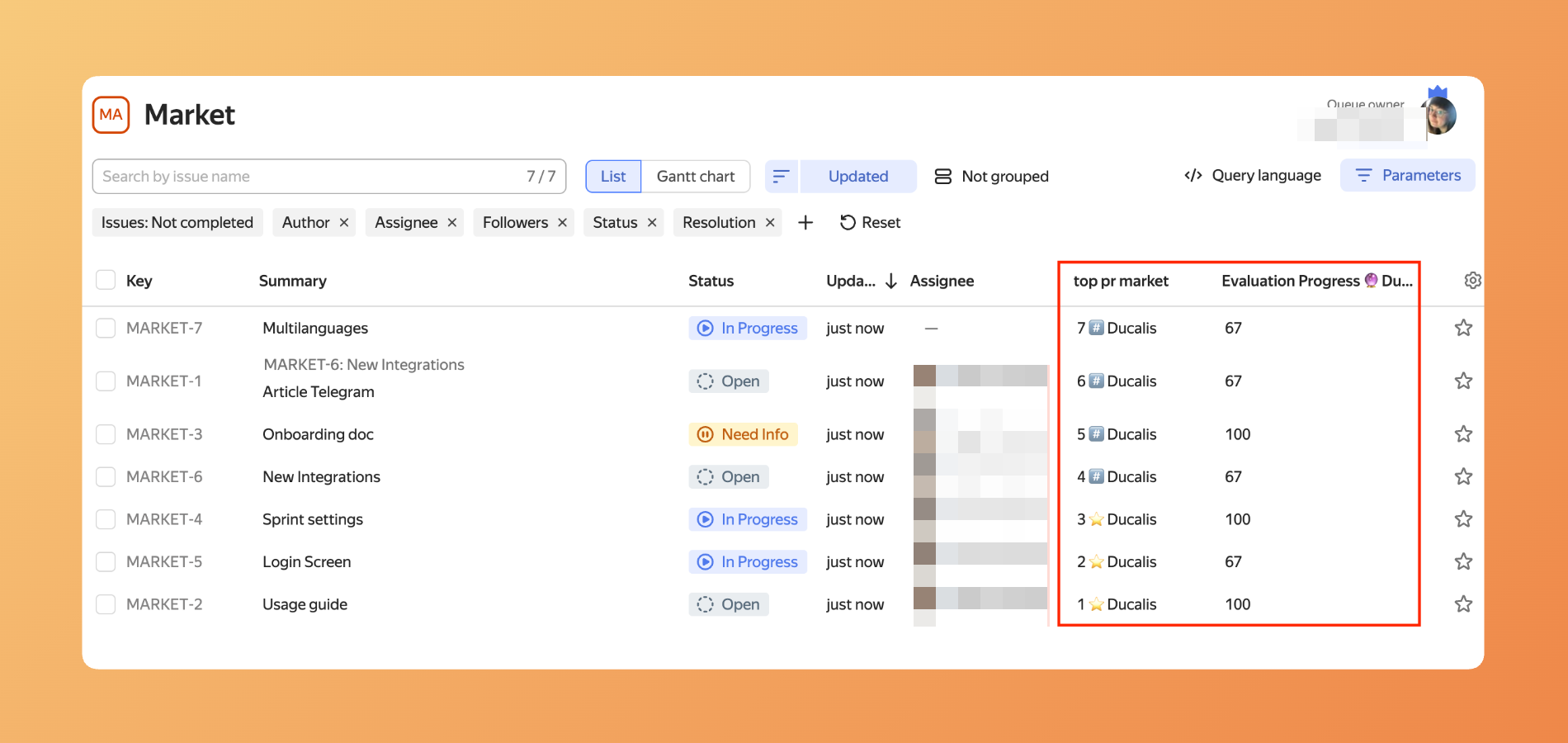 Как выглядит обратный синк в трекере