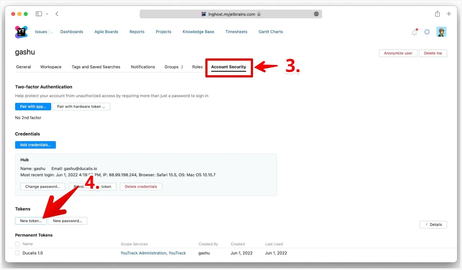 Кнопка создания нового токена