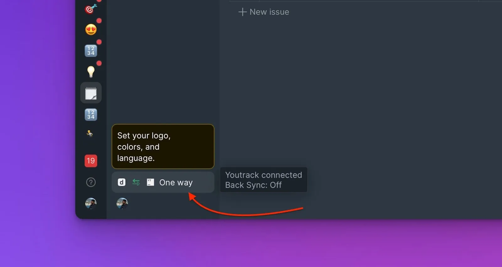 Расположение иконки синка в боковой панели