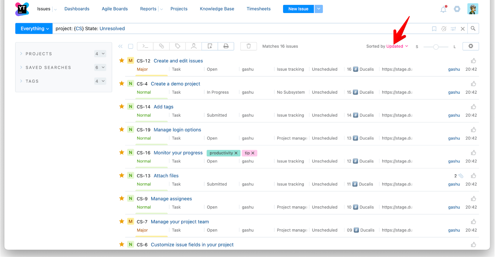 Селектор атрибута сортировки