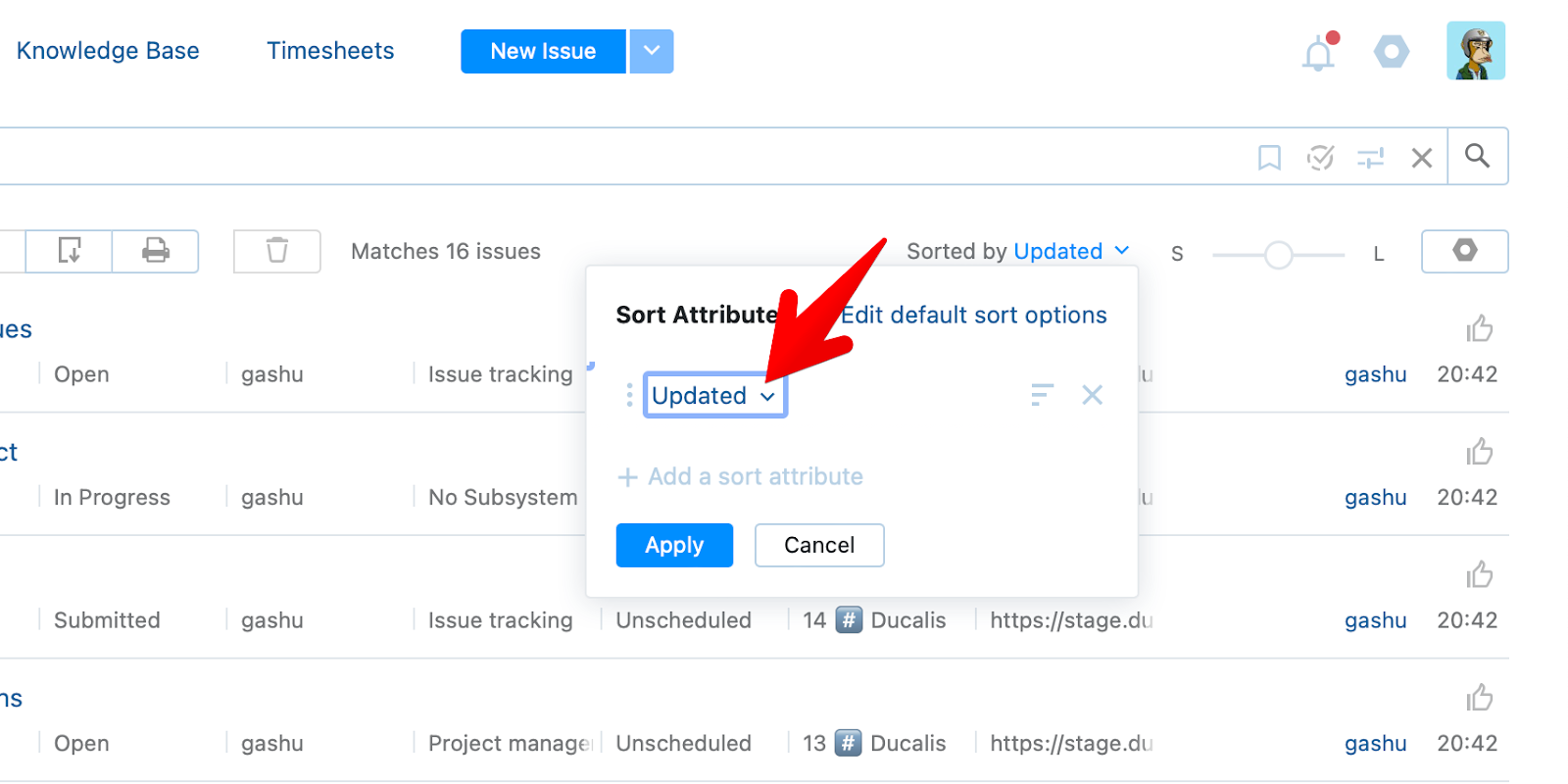 Текущий атрибут сортировки