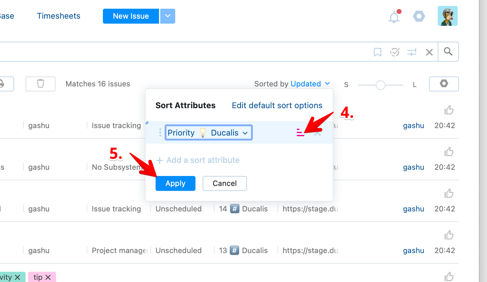 Опция сортировки по возрастанию