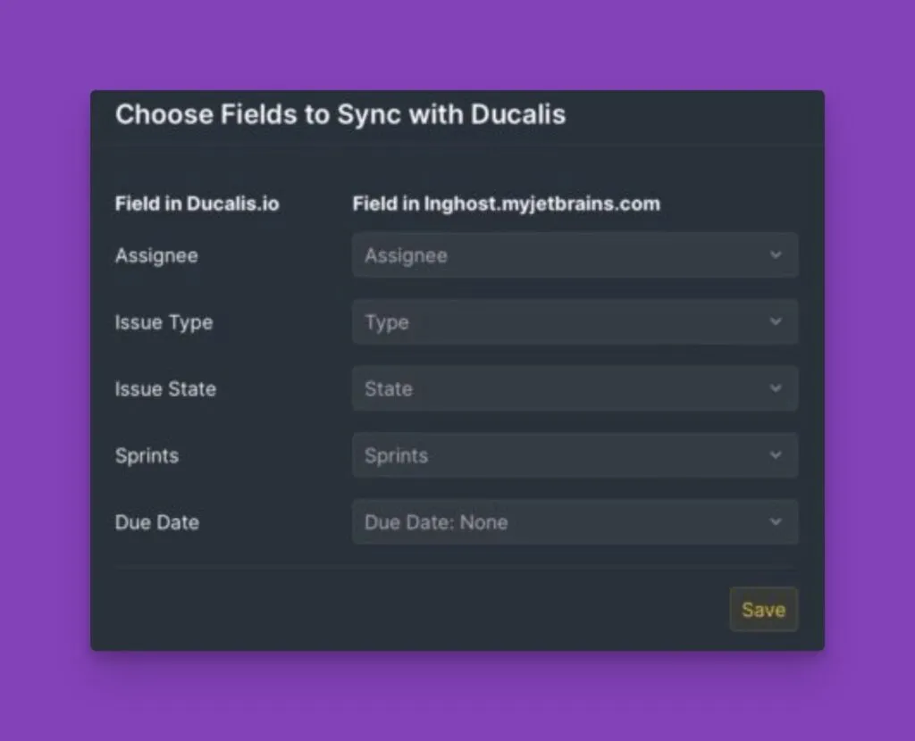 Выбор сопоставления полей для синка YouTrack
